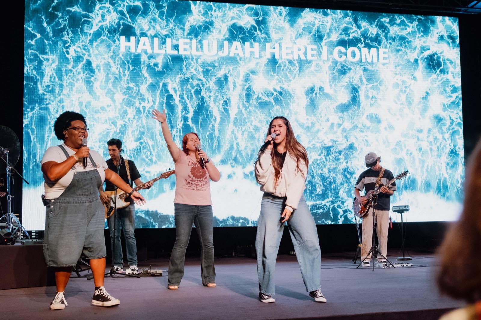 The worship team leading on a Sunday